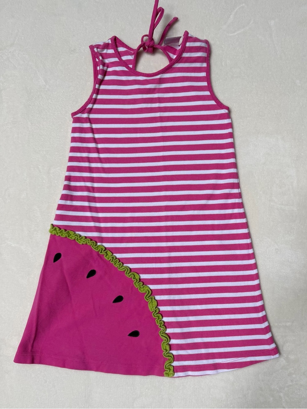 Florence Eiseman Size ? (likely Girls 5) Pink White Striped Watermelon Dress